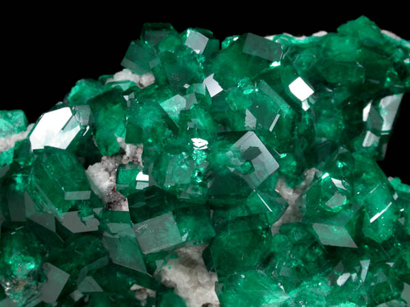 Dioptase on Calcite from Tsumeb Mine, Otavi-Bergland District, Oshikoto, Namibia