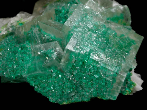 Dioptase and Calcite from Tsumeb Mine, Otavi-Bergland District, Oshikoto, Namibia