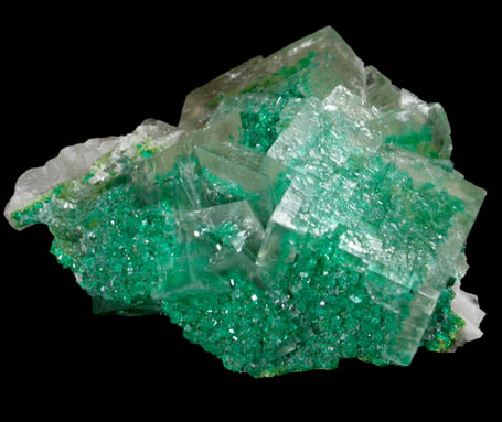 Dioptase and Calcite from Tsumeb Mine, Otavi-Bergland District, Oshikoto, Namibia