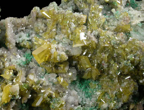 Wulfenite, Malachite, Calcite from Tsumeb Mine, Otavi-Bergland District, Oshikoto, Namibia