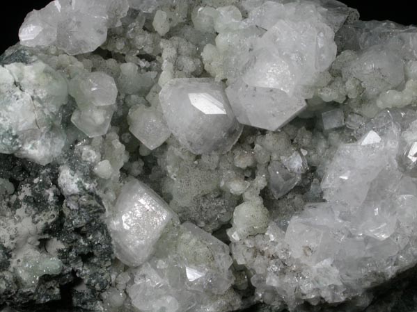 Apophyllite on Prehnite from Millington Quarry, Bernards Township, Somerset County, New Jersey