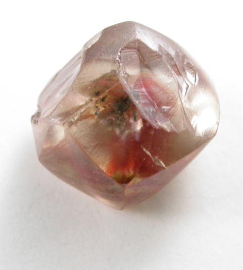 Diamond (1.63 carat brown dodecahedral crystal with red inclusion) from Oranjemund District, southern coastal Namib Desert, Namibia