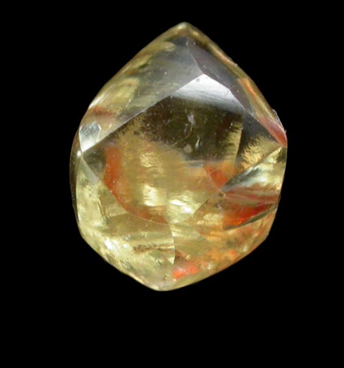 Diamond (0.85 carat yellow-orange dodecahedral crystal) from Orapa Mine, south of the Makgadikgadi Pans, Botswana