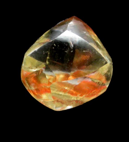 Diamond (0.85 carat yellow-orange dodecahedral crystal) from Orapa Mine, south of the Makgadikgadi Pans, Botswana