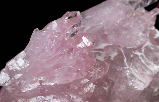 Quartz var. Rose Quartz Crystals from Lavra da Ilha, Taquaral, Jequitinhonha River, Minas Gerais, Brazil