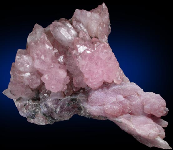 Quartz var. Rose Quartz Crystals from Lavra da Ilha, Taquaral, Jequitinhonha River, Minas Gerais, Brazil