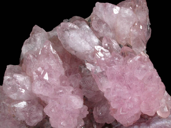 Quartz var. Rose Quartz Crystals from Lavra da Ilha, Taquaral, Jequitinhonha River, Minas Gerais, Brazil