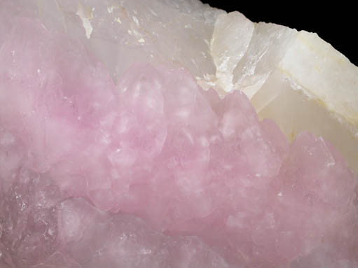 Quartz var. Rose Quartz Crystals on Milky Quartz from Lavra da Ilha, Taquaral, Jequitinhonha River, Minas Gerais, Brazil