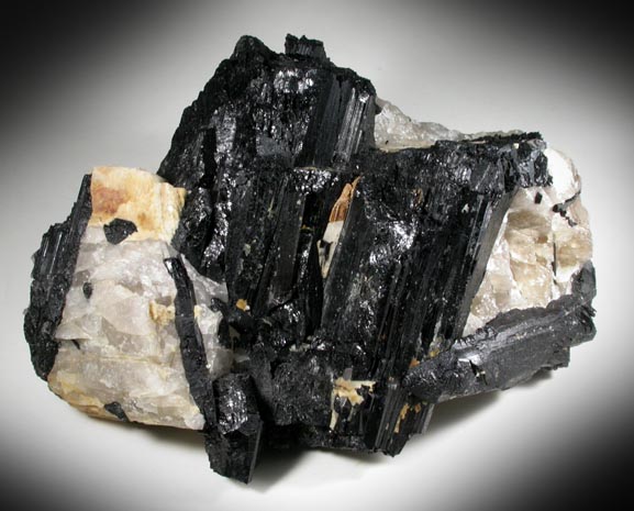 Schorl Tourmaline in Quartz-Albite from Emmons Quarry, southeastern slope of Uncle Tom Mountain,  Greenwood, Oxford County, Maine