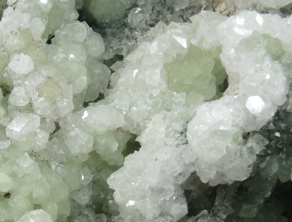 Apophyllite on Prehnite with Calcite from O and G Industries Southbury Quarry, Southbury, New Haven County, Connecticut