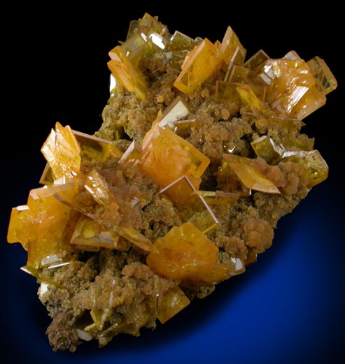 Wulfenite on Mimetite from San Francisco Mine, Cerro Prieto, north of Cucurpe, Sonora, Mexico