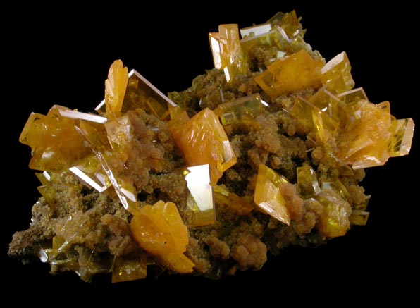 Wulfenite on Mimetite from San Francisco Mine, Cerro Prieto, north of Cucurpe, Sonora, Mexico