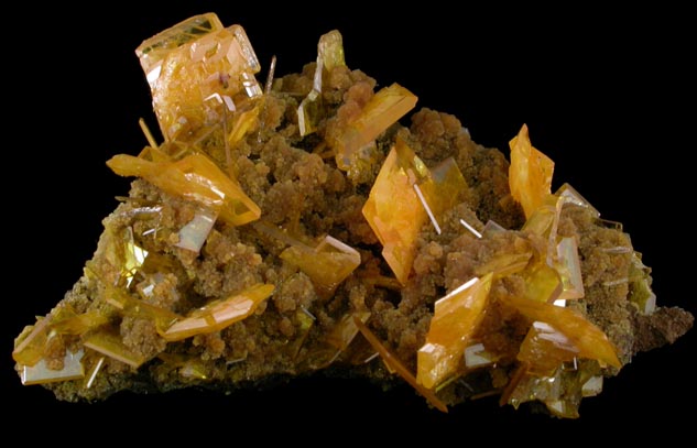 Wulfenite on Mimetite from San Francisco Mine, Cerro Prieto, north of Cucurpe, Sonora, Mexico