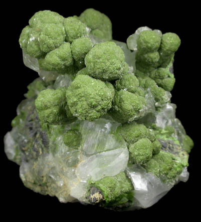 Mottramite on Calcite from Tsumeb Mine, Otavi-Bergland District, Oshikoto, Namibia