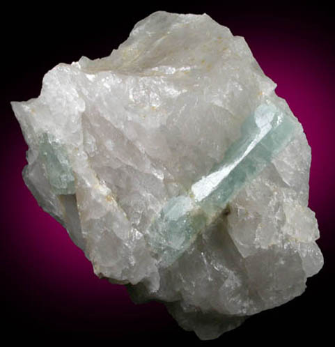 Beryl var. Aquamarine in Quartz from Bennett Quarry, Buckfield, Oxford County, Maine