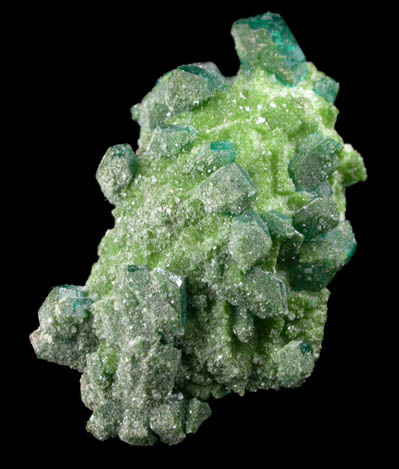 Dioptase with Duftite over Calcite from Tsumeb Mine, Otavi-Bergland District, Oshikoto, Namibia (Type Locality for Duftite)