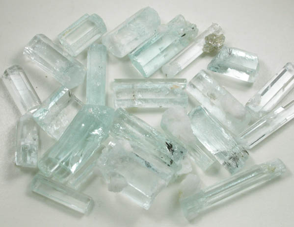 Beryl var. Aquamarine (24 crystals) from Shengus, Skardu Road, Baltistan, Gilgit-Baltistan, Pakistan