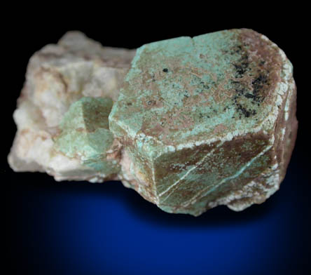 Turquoise pseudomorph after Beryl from Apache Canyon Mines, Turquoise Mountains, San Bernardino County, California