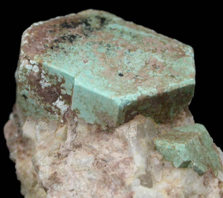 Turquoise pseudomorph after Beryl from Apache Canyon Mines, Turquoise Mountains, San Bernardino County, California