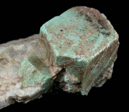 Turquoise pseudomorph after Beryl from Apache Canyon Mines, Turquoise Mountains, San Bernardino County, California