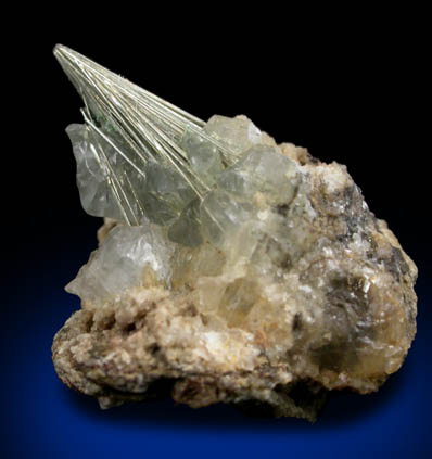 Millerite with Calcite from Estabrook Park, Milwaukee, Milwaukee County, Wisconsin