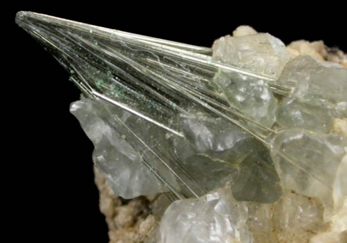 Millerite with Calcite from Estabrook Park, Milwaukee, Milwaukee County, Wisconsin