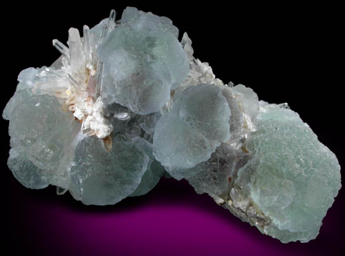 Fluorite on Quartz from Huallapon Mine, Pasto Bueno District, Ancash Department, Peru