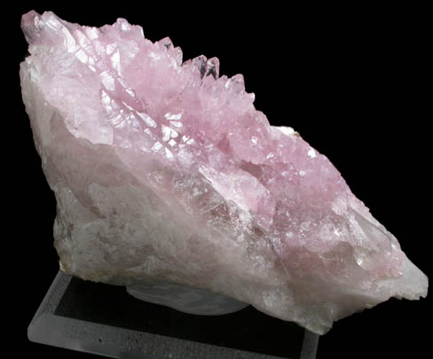 Quartz var. Rose Quartz Crystals on Milky Quartz with Muscovite from Lavra da Ilha, Taquaral, Jequitinhonha River, Minas Gerais, Brazil