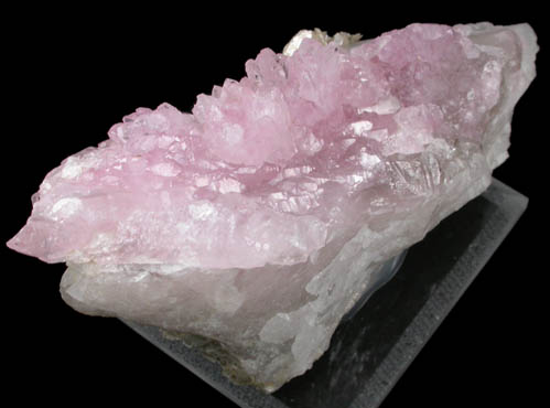 Quartz var. Rose Quartz Crystals on Milky Quartz with Muscovite from Lavra da Ilha, Taquaral, Jequitinhonha River, Minas Gerais, Brazil