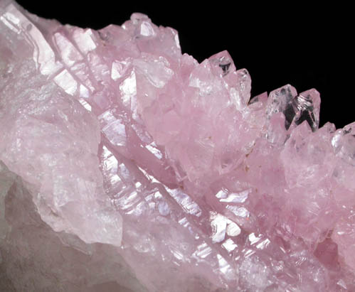 Quartz var. Rose Quartz Crystals on Milky Quartz with Muscovite from Lavra da Ilha, Taquaral, Jequitinhonha River, Minas Gerais, Brazil