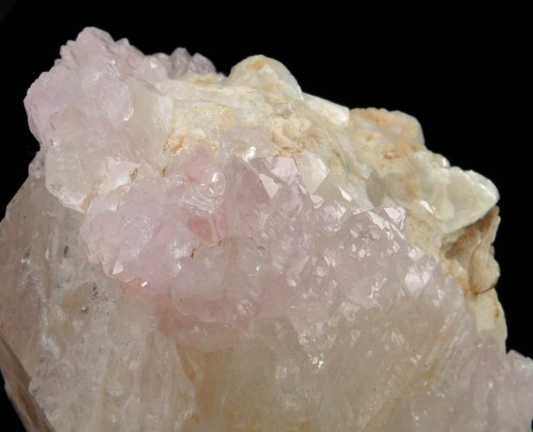 Quartz var. Rose Quartz Crystals on Milky Quartz with Muscovite from Lavra da Ilha, Taquaral, Jequitinhonha River, Minas Gerais, Brazil