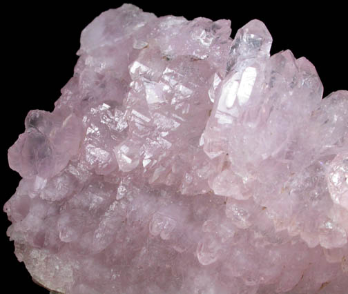 Quartz var. Rose Quartz Crystals on Milky Quartz from Lavra da Ilha, Taquaral, Jequitinhonha River, Minas Gerais, Brazil