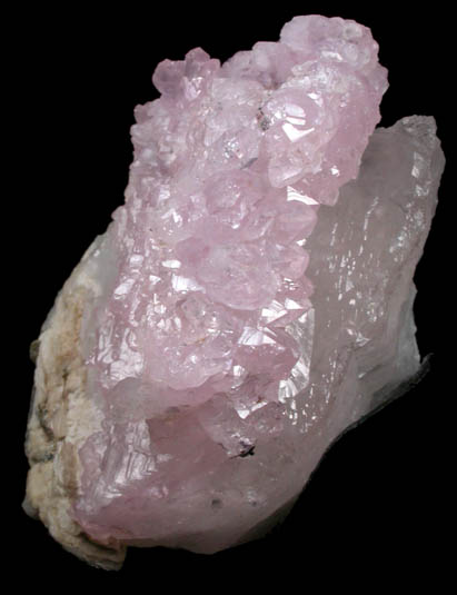 Quartz var. Rose Quartz Crystals on Milky Quartz from Lavra da Ilha, Taquaral, Jequitinhonha River, Minas Gerais, Brazil