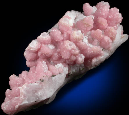 Rhodochrosite over Quartz from Morococha District, Yauli Province, Peru