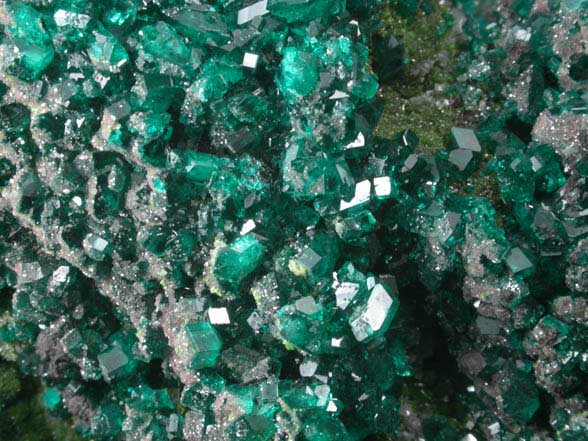 Dioptase, Conichalcite, Dolomite from Tsumeb Mine, Otavi-Bergland District, Oshikoto, Namibia