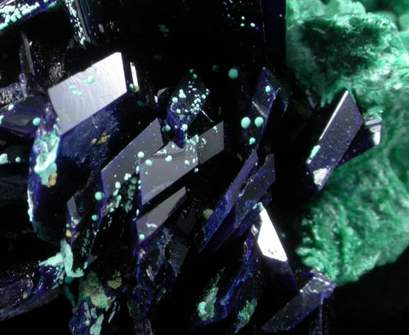 Azurite with Malachite pseudomorphs after Azurite from Tsumeb Mine, Otavi-Bergland District, Oshikoto, Namibia