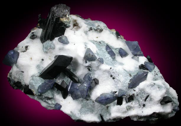 Benitoite, Neptunite and Natrolite from Benitoite Gem Mine, San Benito County, California (Type Locality for Benitoite)