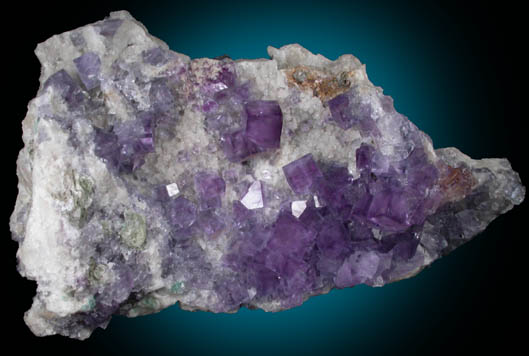 Fluorite on Quartz from Sunshine No. 2 Adit, Blanchard Mine, Hansonburg District, 8.5 km south of Bingham, Socorro County, New Mexico