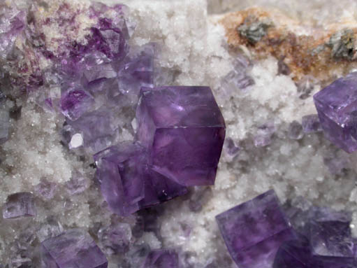 Fluorite on Quartz from Sunshine No. 2 Adit, Blanchard Mine, Hansonburg District, 8.5 km south of Bingham, Socorro County, New Mexico