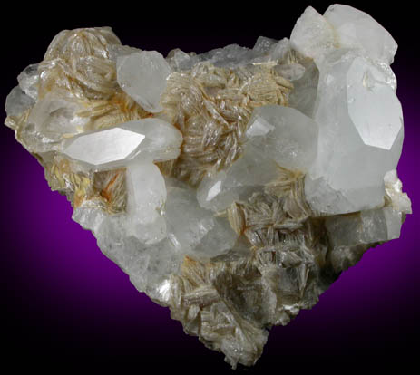 Beryl on Muscovite from Xuebaoding Mountain near Pingwu, Sichuan Province, China