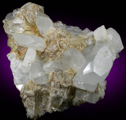 Beryl on Muscovite from Xuebaoding Mountain near Pingwu, Sichuan Province, China