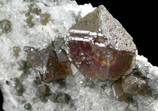 Sphalerite and Chalcopyrite on Quartz from Dzhezkazgan Mine, Karaganda Oblast', Kazakhstan