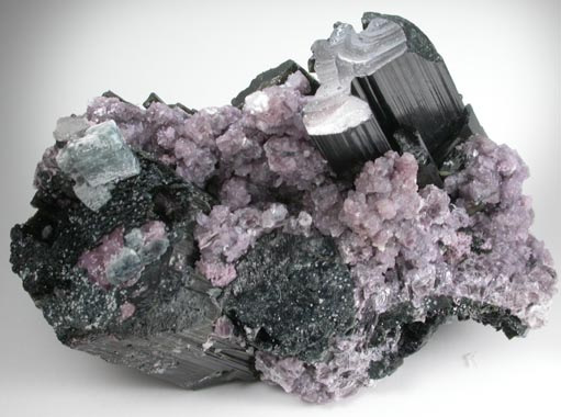 Lepidolite and Fluorapatite on Elbaite Tourmaline from Cruzeiro Mine, So Jose da Safira, Minas Gerais, Brazil