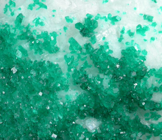 Dioptase on Calcite from Tsumeb Mine, Otavi-Bergland District, Oshikoto, Namibia