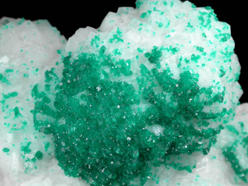 Dioptase on Calcite from Tsumeb Mine, Otavi-Bergland District, Oshikoto, Namibia