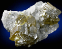 Sphalerite (Spinel Law twinned) on Quartz with Calcite from Dzhezkazgan Mine, Karaganda Oblast', Kazakhstan