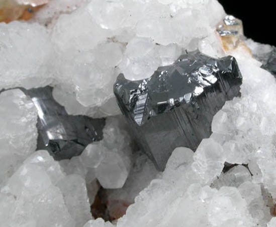 Pyrargyrite on Calcite from Fresnillo District, Zacatecas, Mexico