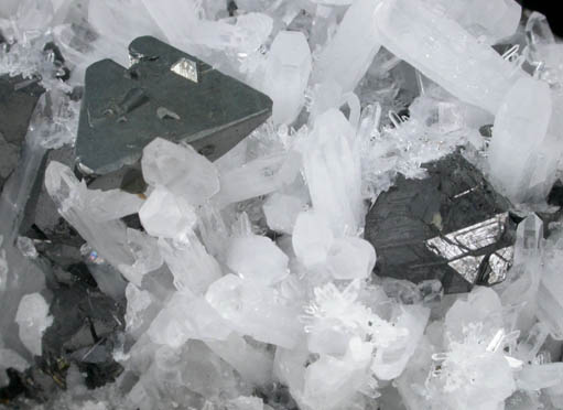 Tetrahedrite on Quartz with Sphalerite from Huaron District, Cerro de Pasco Province, Pasco Department, Peru