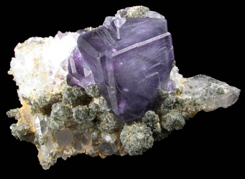 Fluorite on Quartz with Clinochlore from Dalnegorsk, Primorskiy Kray, Russia