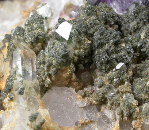 Fluorite on Quartz with Clinochlore from Dalnegorsk, Primorskiy Kray, Russia
